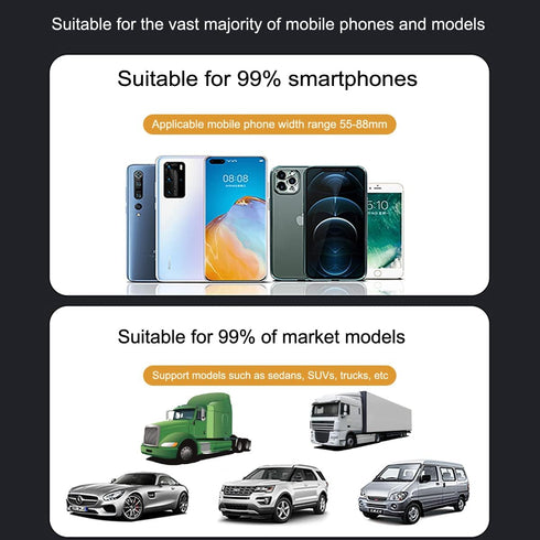 360° Rotatable and Retractable Car Phone Holder, Adjustable Mount for All Mobile Phones