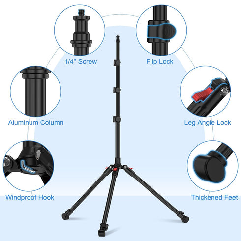 Anautin 6.6ft/2m 13lb/6kg Extendable Light Stand Photography, Light Tripod Stand for Travel, Heavy Duty Studio Lighting