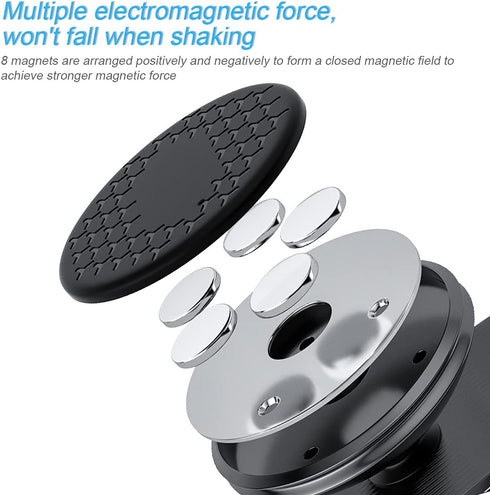 Moioee 360Adjustable 3-7 inch Magnetic Phone Mount for Car, Universal Cell Phone Holder for Car Air Vent Mount Fits