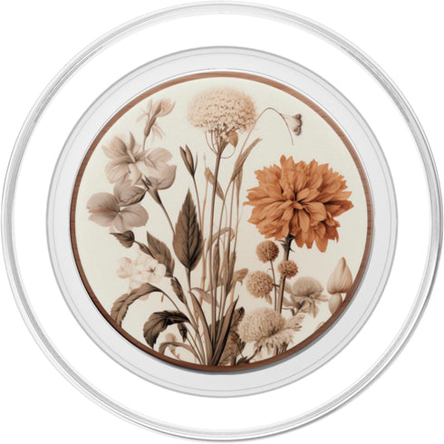 Minimalist Floral Art Boho Aesthetic Cream Light Brown PopSockets PopGrip for MagSafe