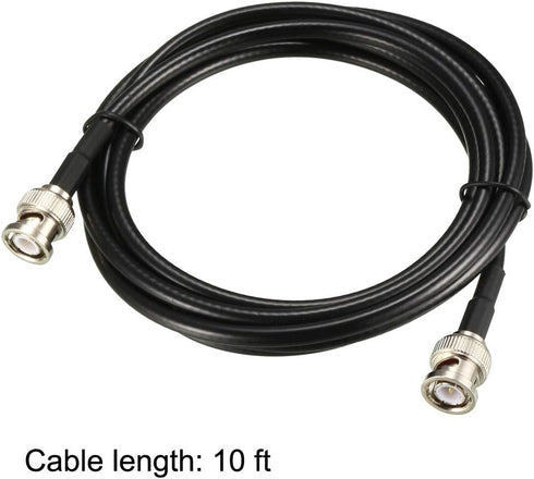 uxcell RG58 Coaxial Cable with BNC Male to BNC Male Connectors, 50 Ohm, 10 Ft