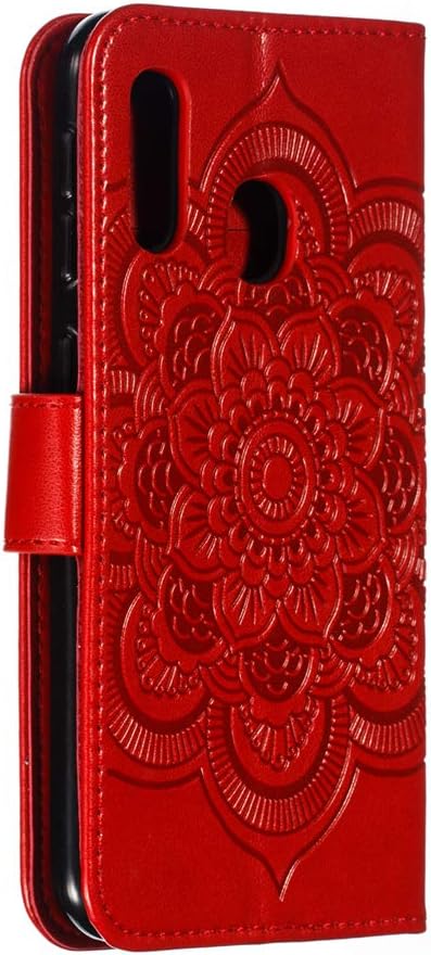 LEECOCO for Samsung A10E Case - Mandala Embossing Luxury PU Leather Flip Notebook Wallet Cover
