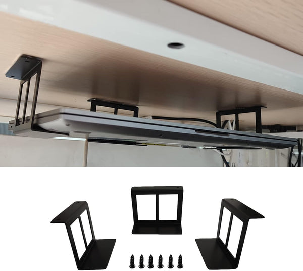 PIAOLGYI Under Desk Laptop Holder Mount, Bracket for Devices Up to 2.7" Under Desk