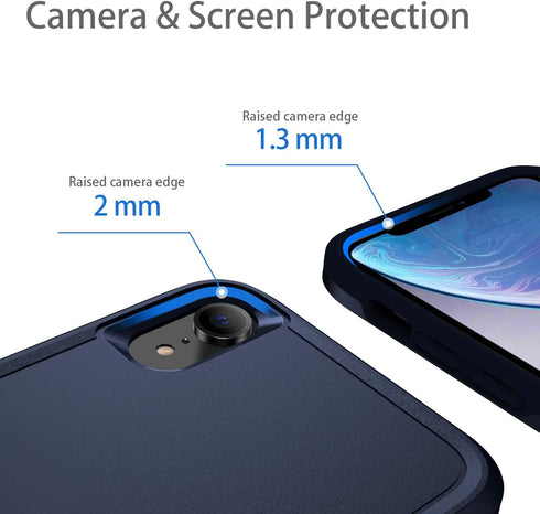 Heavy Duty Protection Case for iPhone XR, Shockproof Dustproof Anti-Scratch Rugged Dark Blue