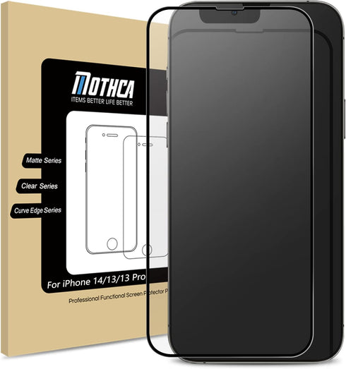 Mothca Matte Glass Screen Protector for iPhone 14/13/13 Pro 6.1-Inch - Anti-Glare, Anti-Fingerprint, Full Screen