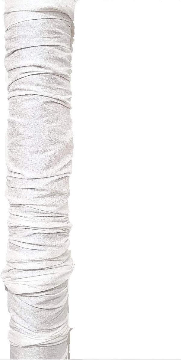 Cord & Chain Cover, 9 feet Tube Type, Dupioni Faux Silk Fabric for Chandelier and Lighting (White)
