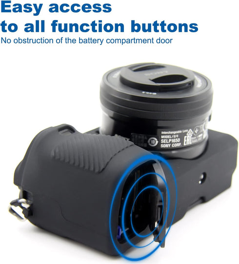 Easy Hood Case for Sony Alpha A6100 A6300 A6400 Digital Camera, Anti-Scratch Soft Silicone Protective Cover (Black)