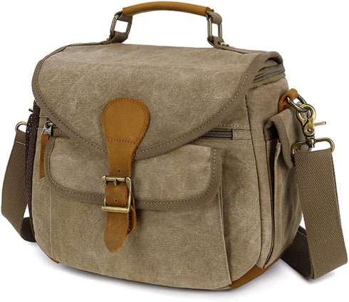 peacechaos Camera Case, Crossbody Shoulder Messenger Bag, Vintage DSLR/SLR/Mirrorless Photography Camera Bag for