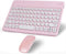 Wireless Bluetooth Keyboard and Mouse Combo, Pink Portable Small Slim Typewriter Compact Ergonomic Travel Wireless