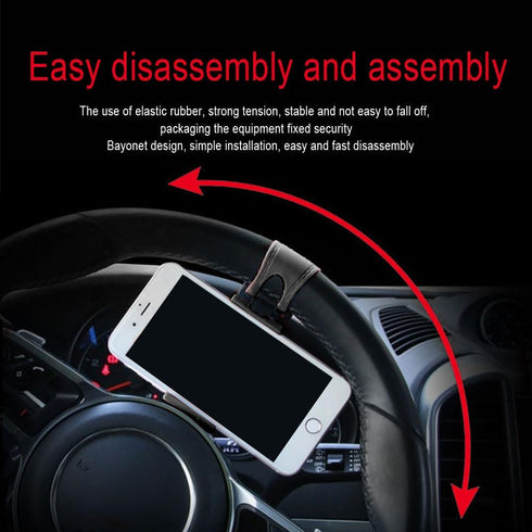 Car Steering Wheel Phone Mount, Portable Smartphone Holder Clip for iPhone 14/13/12/11 Pro Max/XR/XS/S21/S20/S10/Note