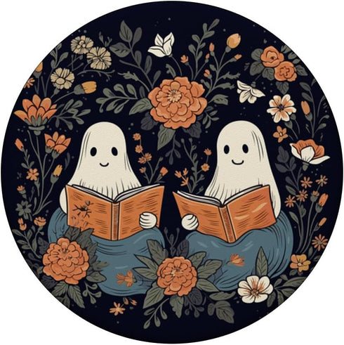 Ghost Reading Book Retro Floral Spooky Bookworm Cute PopSockets Standard PopGrip