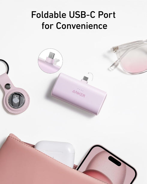 Anker iPhone 16 Portable Charger, Nano Power Bank 5000mAh with Built-in USB C Connector, 22.5W for iPhone 16/15 Series,