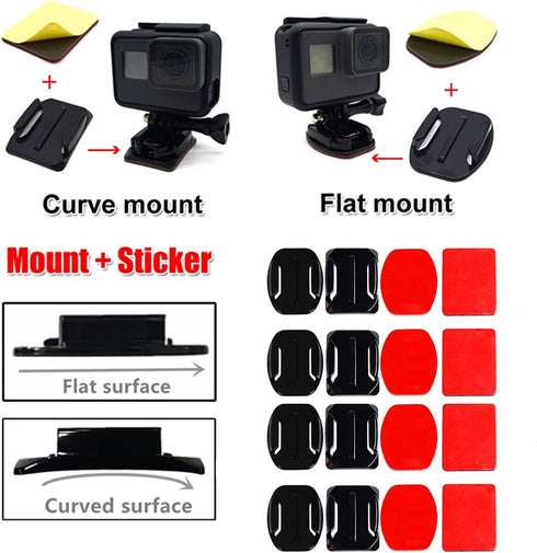 Helmet Adhesive Sticky Mounts and Accessory Kit with Buckle and Thumb Screws for GoPro Hero 11 10 9 8 Max