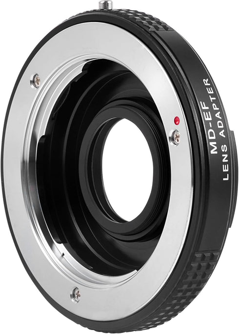 Lens Mount Adapter Manual Focus with Optical Glass and Cap, Compatible with Minolta Rokkor MD MC Mount Lens to Canon