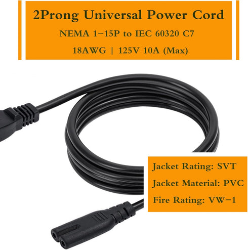 TV Power Cable Cord for Samsung 24" to 75" LCD HD Smart 4K Curved TV, 6FT Replacement Power Charging Cord