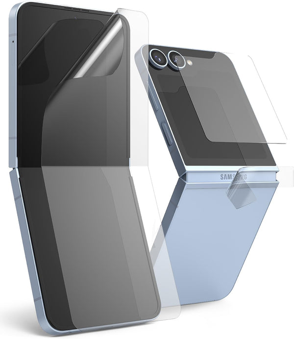Ringke 3-in-1 Protector for Samsung Galaxy Z Flip 6 Screen Protector, 2 Internal Self Healing Film + 2 Outer Tempered