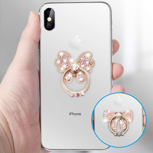 Finger Ring Stand Grip, 2 Pack Luxury Glitter Diamond Universal Metal Kickstand for iPhone 16/15/14/13 Pro Max, Galaxy