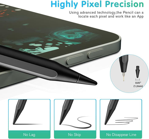 Stylus Pencil for iPad 9th & 10th Generation, Active Pen with Palm Rejection, Compatible with 2018-2024 Apple iPad 10th
