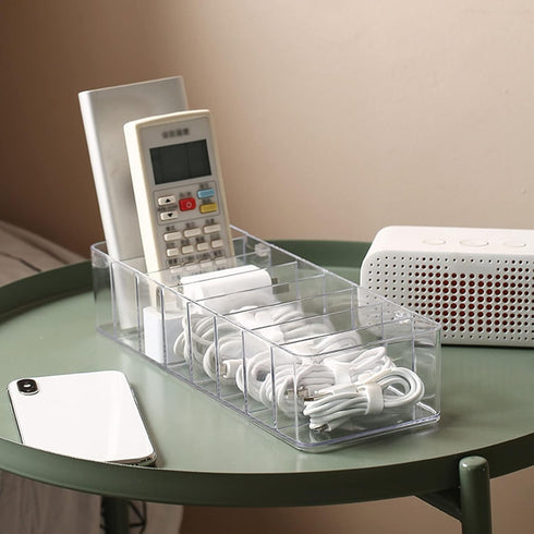 Plastic Cable Organizer Storage Box with 10 Rubber Ties for Cord Management at Home or Office