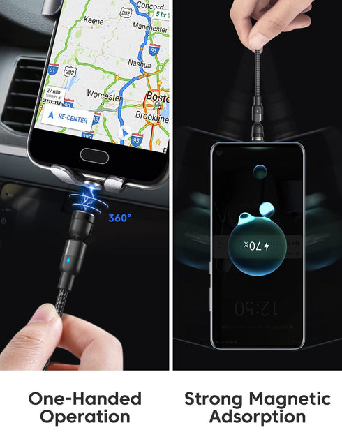 Magnetic Charging Cable (5Pack, 1.6/3.3/3.3/6.6/6.6ft), 360°&180° Rotating Magnetic USB C Charger Cable