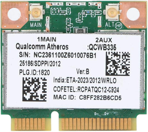 ASHATA Network Card for Qualcomm AR9565 QCWB335, 150M Mini PCI-E Bluetooth Wireless Network Card for HP/DELL/ACER
