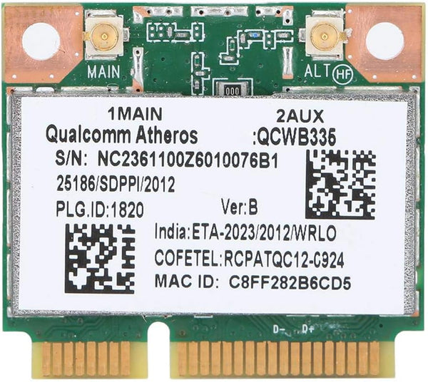 ASHATA Network Card for Qualcomm AR9565 QCWB335, 150M Mini PCI-E Bluetooth Wireless Network Card for HP/DELL/ACER