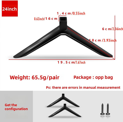 Dranvosk 24-27Inch 2 Pack Universal TV Stand Legs for TVs | Replacement TV Feet with Screws | Easy Install Plastic