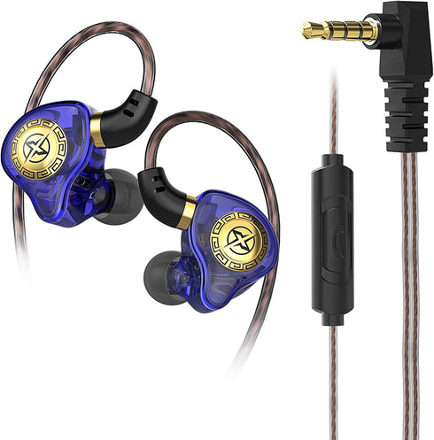 FEDAI X1 Wired Earphones with Microphone - Comfortable IEMs, 3.5mm Plug for PC, Mobile, Sports, Running (Blue)