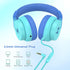 Kids Headphones Wired Over Ear with Microphone, 85/94dB Volume Limiter for Girls Boys, Foldable for Learning