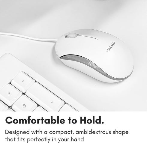 Macally Full Size USB Wired Mac Keyboard and Mouse Combo, Ergonomic Apple Keyboard with Shortcuts for Mac Mini, iMac