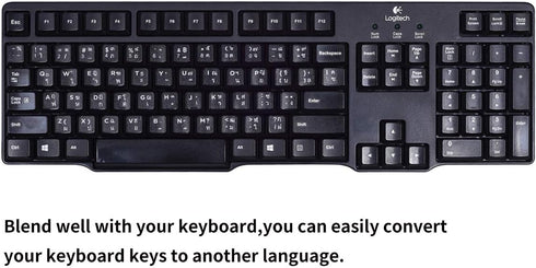 CaseBuy 2PCS Thai Keyboard Stickers, Thai-English Keyboard Letters Replacement Sticker White Font on Black Background