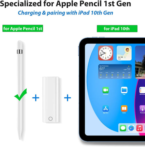 Pencil Charger Adapter for Apple Pencil 1st Generation, USB C to for Lightning Adaptor Charging Dongle Connector Accessories Bluetooth Pairing Only for iPad 10th Gen, USB-C to iPencil 1st Gen Adapter