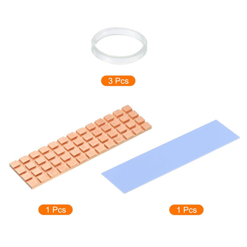 MECCANIXITY Copper Heatsink 70x20x2mm with Thermal Pad and Rubber Ring for PC, Laptop Cooler, M.2 SSD Memory, 1 Set