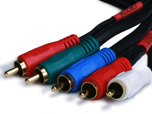 Monoprice 1.5ft 22AWG 5-RCA Component Video/Audio Coaxial Cable, Black