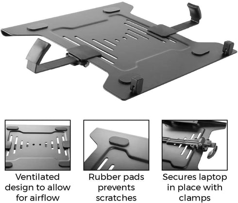HumanCentric 75x75 100x100 mm 9.5" 16.5 Laptop VESA Mount Tray for Monitor Arms and Stands, Fits and VESA Mount Holes