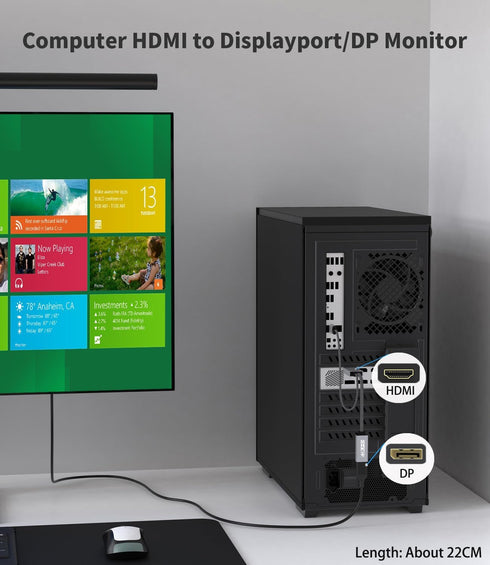 HDMI to Displayport Adapter, 4K@60Hz Active HDMI Male to DP Female Converter for PC, NVIDIA, AMD, PS4/5