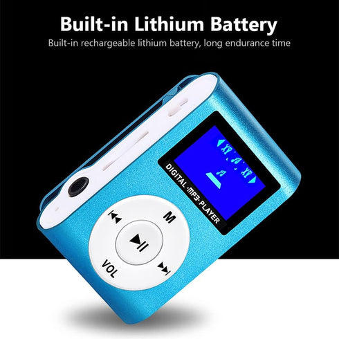 Karlak MP3 MP3 Mini Portable Mc Player Metal Clip-on Player with LCD Screen Port TF Card Wide Application Gold