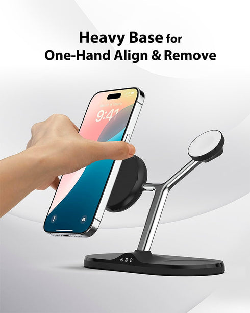 3-in-1 Wireless Charging Station for Apple Devices, Fast Charging Station for iPhone and Watch with MagSafe, Stable