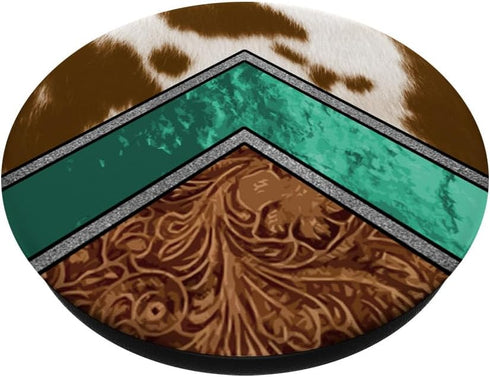 Cowhide Turquoise Brown Pattern Cool Cow Animal Print PopSockets Standard PopGrip