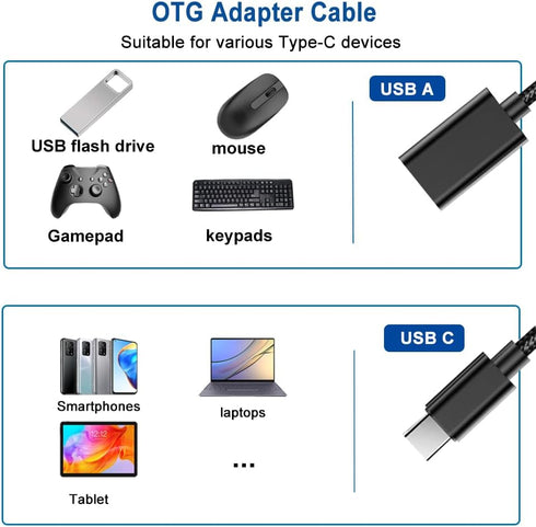 USB C to USB Adapter (2 Pack), Type C OTG Cable, USB A Adapter, Compatible with MacBook Pro/Air, Samsung Galaxy