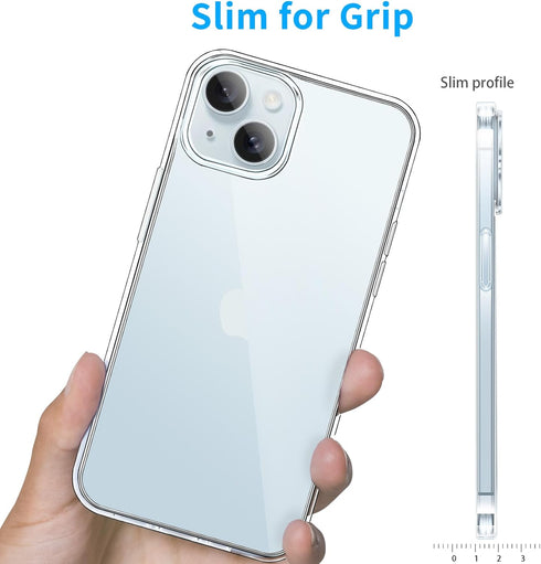 JJGoo Clear Case for iPhone 15 Plus, Soft TPU Shockproof Transparent Bumper Cover, Slim Thin