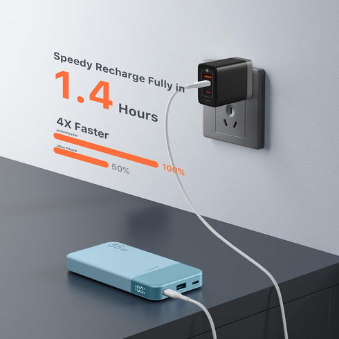 JUOVI 10000mAh 35W Pack 3.0 4.0 Power Bank Fast Charging Portable Charger Small Battery with PD & QC Type-C USB-A Input