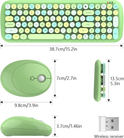 MOFII Wireless Keyboard and Mouse Combo, 2.4GHz Retro Typewriter Keyboard and Cute Mouse for Windows