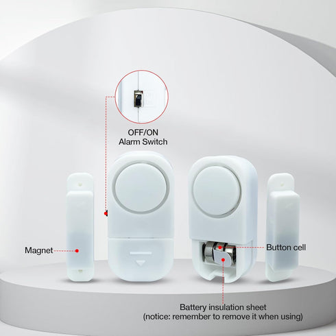 Door Window Alarm, 90DB for Kids Safety, Door Window Burglar Alarm - (2 Pack)