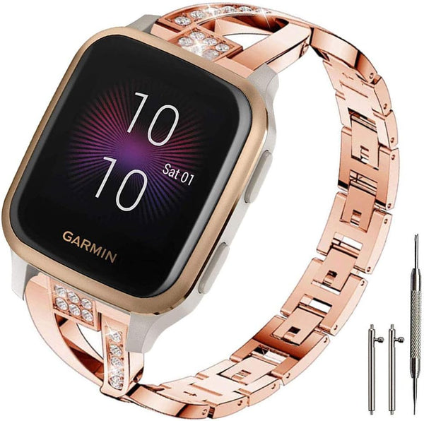 Compatible Garmin Venu Sq Band - Women Metal Replacement Chain Bling Bracelet Strap for Venu/Venu Sq/Vivoactive