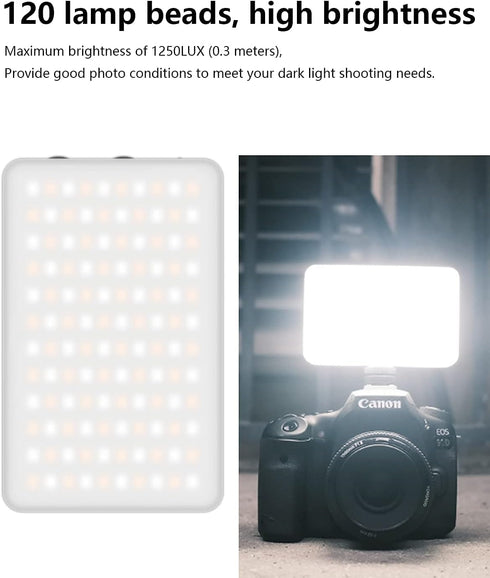 ULANZI VL120 RGB Video Light, Pocket LED On-Camera Video Light with Built-in 3100mAh Battery, 360 Full Color Effects