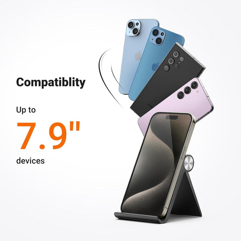 UGREEN Portable Cell Phone Stand for Desk, Adjustable Angle Holder, Compatible with iPhone 15 Pro Max, Mini, Black