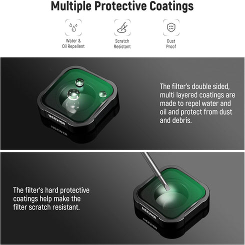 NEEWER 15X Macro Lens Compatible with GoPro Hero 13, 12, 11, 10, 9, 8, 7, 6 Black Action Camera, Close Up Filter, Anti