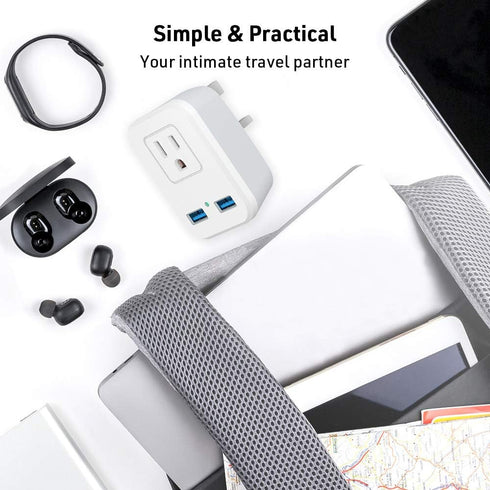 Type G UK Power Plug Adapter, Travel Adapter for US to British AC Outlets with 2 USB Charging Ports