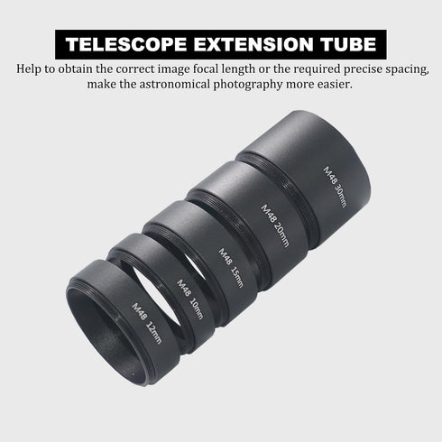 8PCS M48x0.75 Set,M48 3mm 5mm 7mm 10mm 12mm 15mm 20mm 30mm Telescope Extension Tube Extension Tube Kit Length Extending